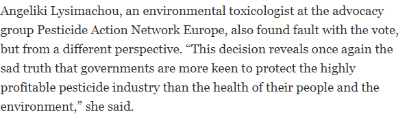 Environment Toxicologist Criticized EU's Votation to Renew Glyphosate